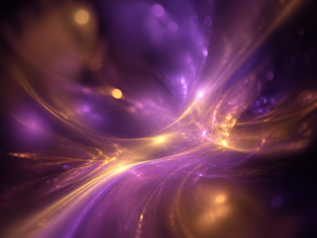 Abstract ethereal light patterns in deep purples and golds